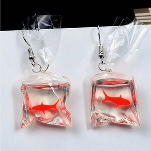 Goldfish in bag earrings.